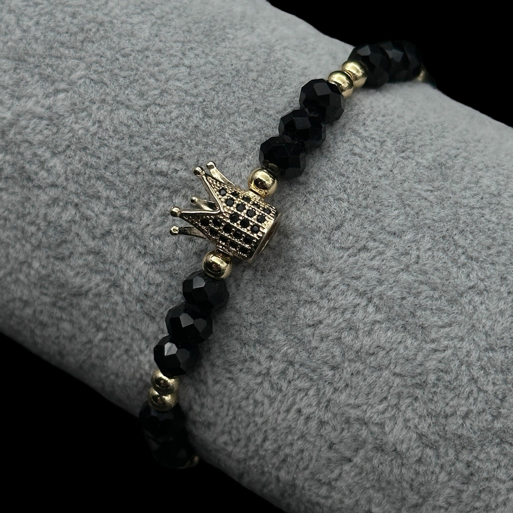 Brățară reglabilă Crown Black Placată cu Aur 18K