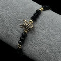 Brățară reglabilă Crown Black Placată cu Aur 18K