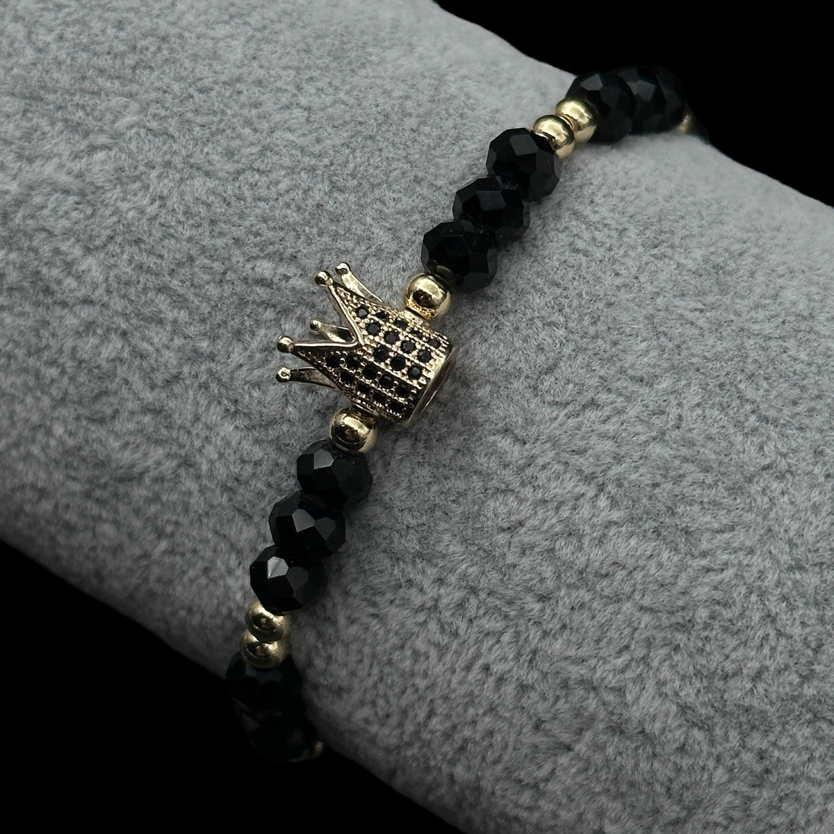 Brățară reglabilă Crown Black Placată cu Aur 18K