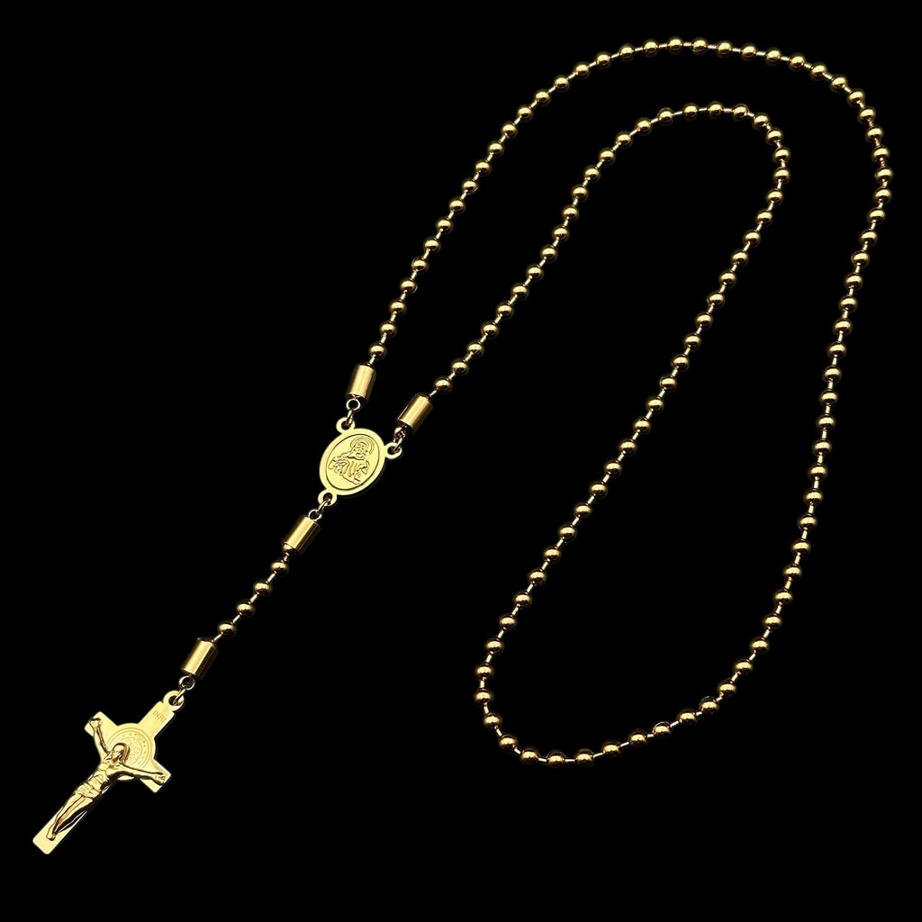 Colier Rosary Clasic INOX Placat cu Aur 18K