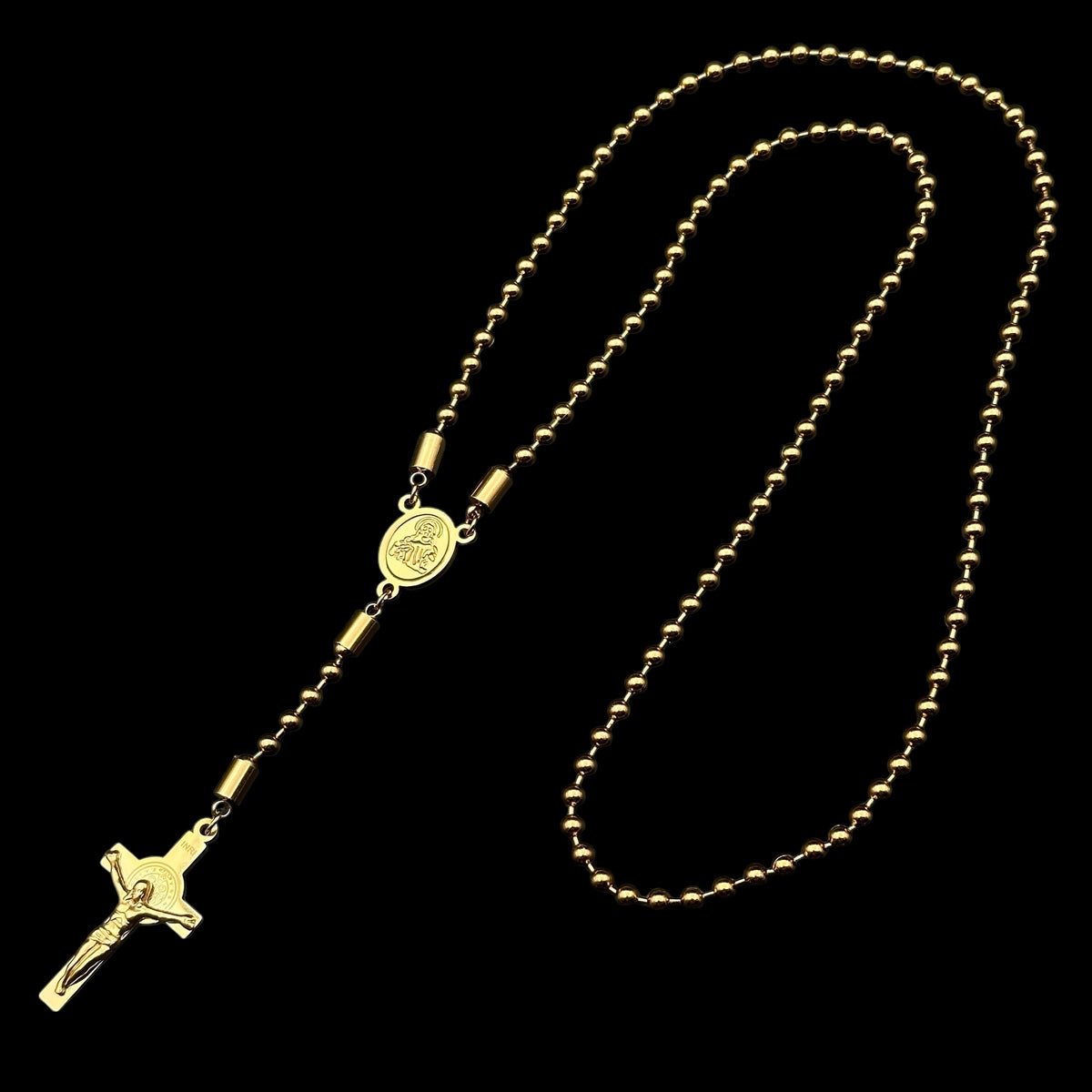 Colier Rosary Clasic INOX Placat cu Aur 18K
