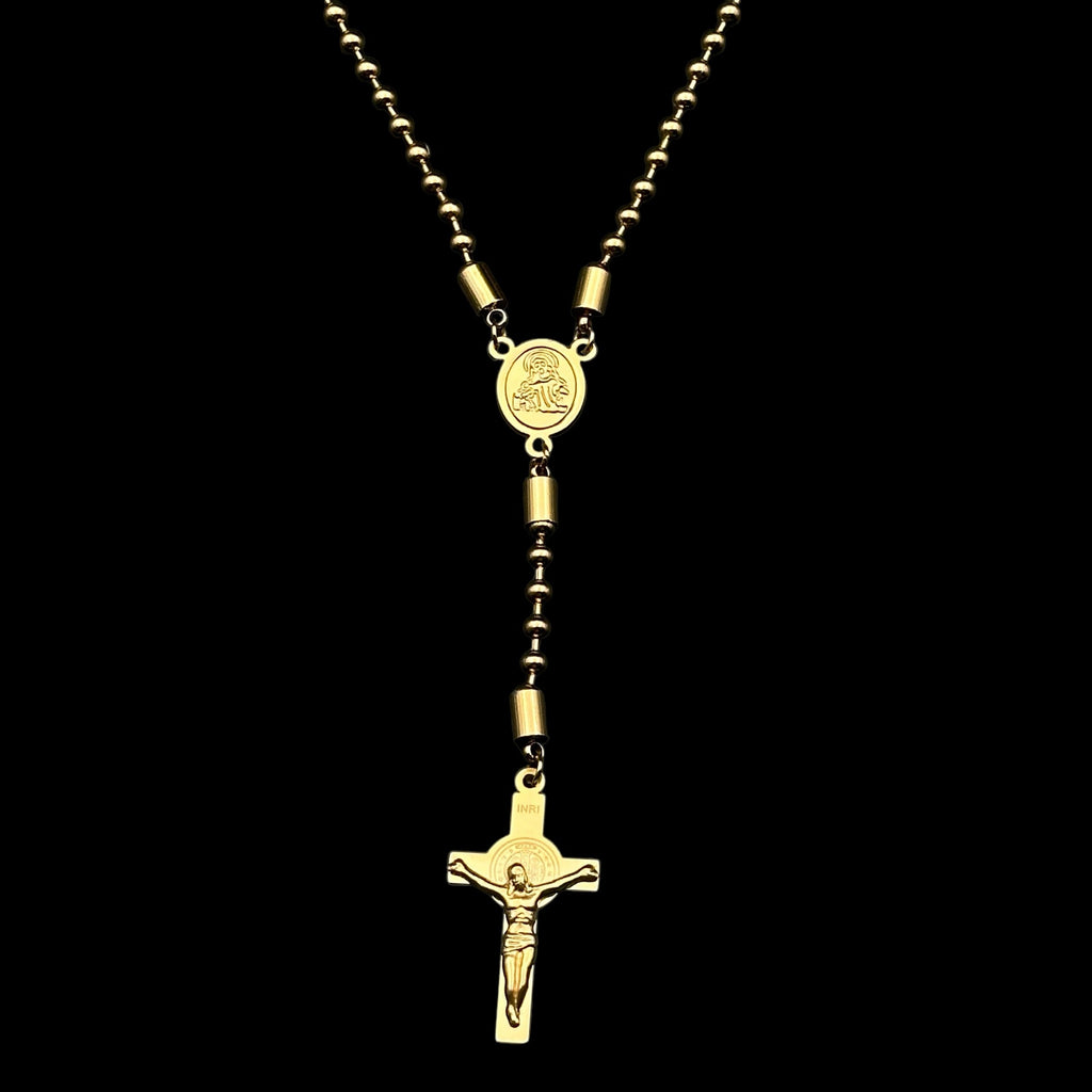 Colier Rosary Clasic INOX Placat cu Aur 18K