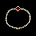 Brățară Tennis Trifoi Red Placată cu Aur 18K