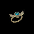 Inel reglabil Angel Wings Light Blue Placat cu Aur 18K