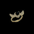 Inel reglabil Angel Wings Black Placat cu Aur 18K
