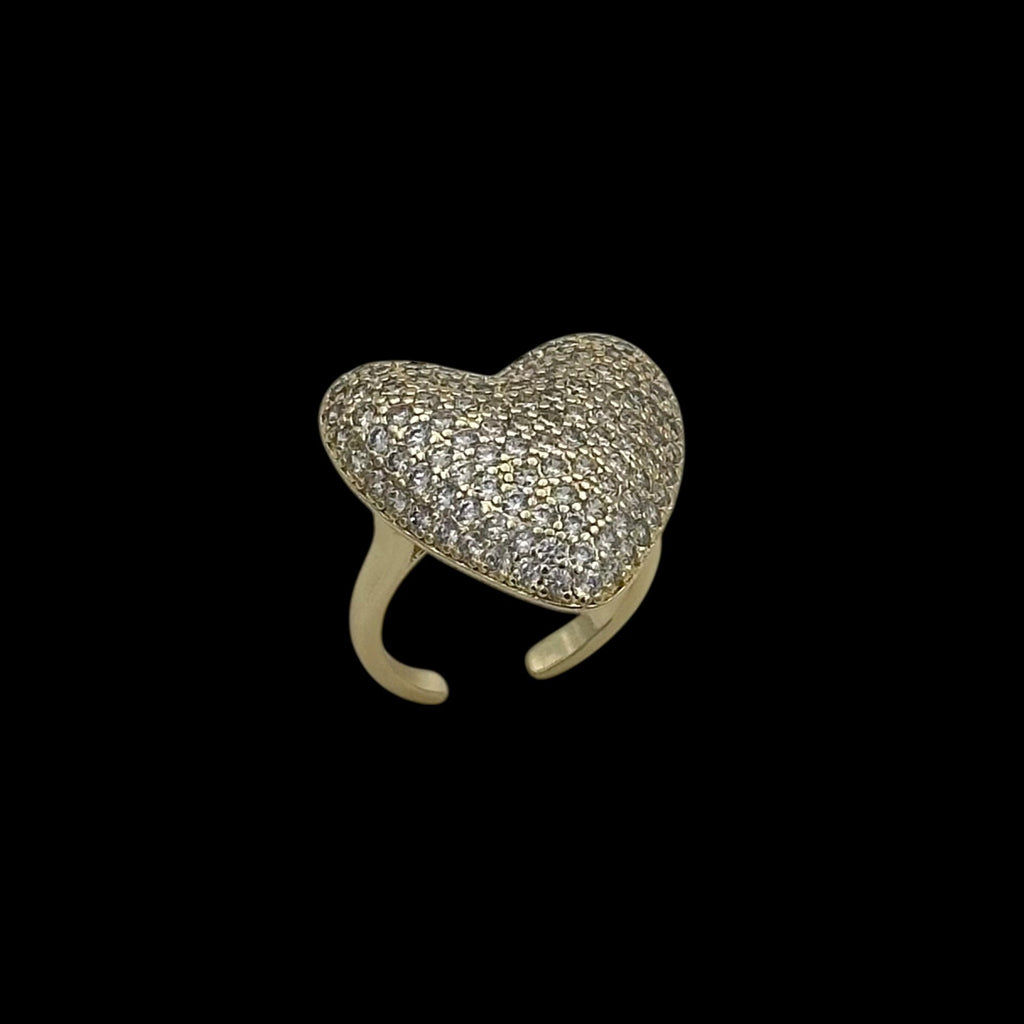 Inel reglabil Heart Placat cu Aur 18K