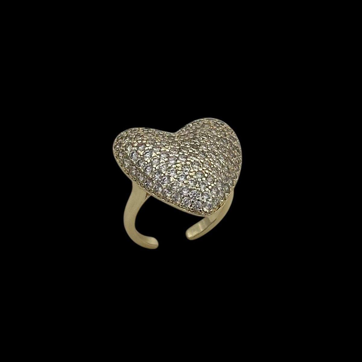 Inel reglabil Heart Placat cu Aur 18K