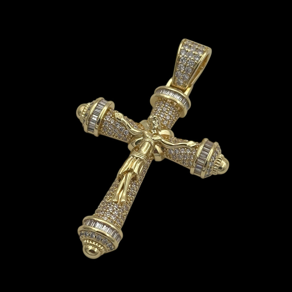 Pandantiv Cruce "Iisus Hristos" Placat cu Aur 18K