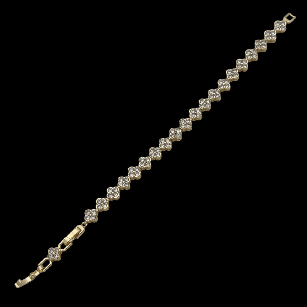 Bratara Tennis Trifoi Placata cu Aur 18K
