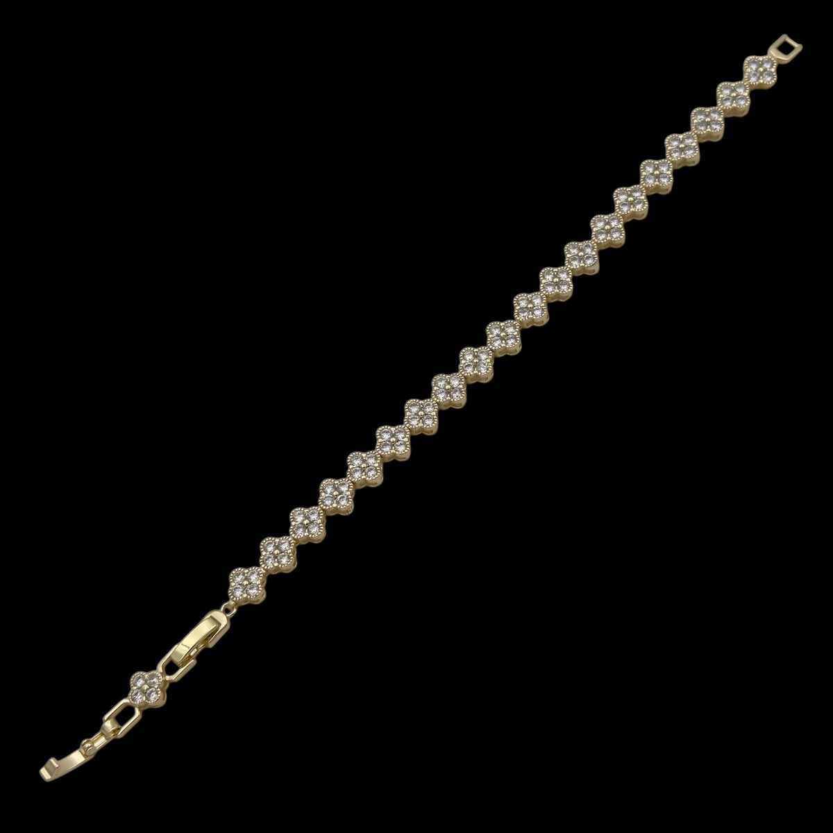 Bratara Tennis Trifoi Placata cu Aur 18K