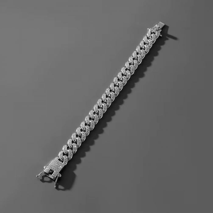 Bratara Brooks Cuban Silver Diamonds 12 mm