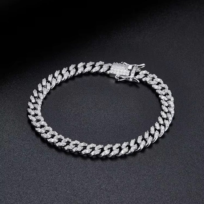 Bratara Brooks Cuban Silver Diamonds 8 mm