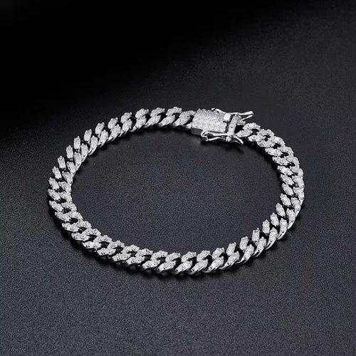Bratara Brooks Cuban Silver Diamonds 8 mm