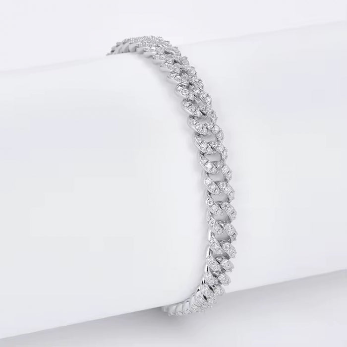 Bratara Brooks Cuban Silver Diamonds 8 mm
