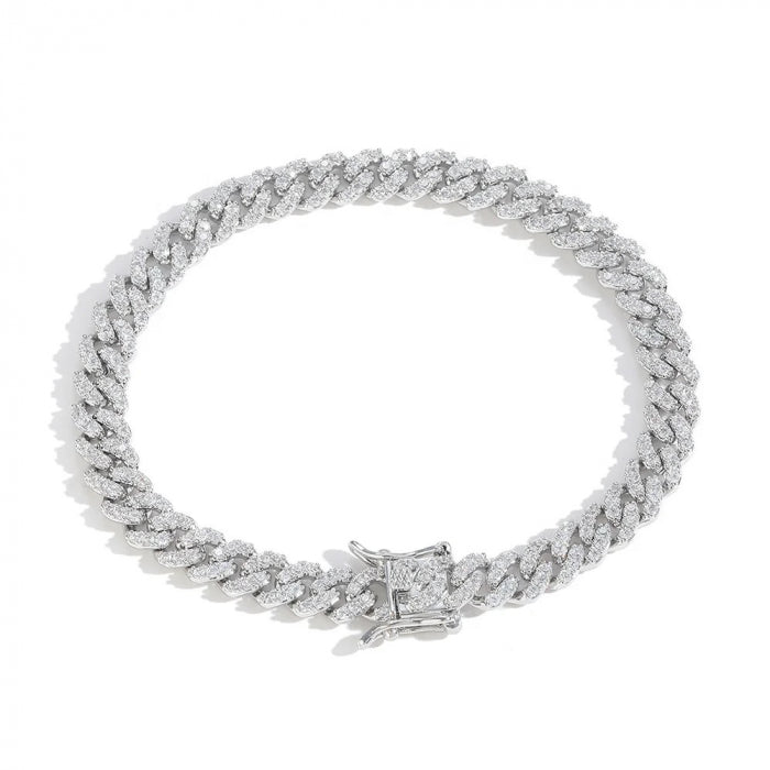 Bratara Brooks Cuban Silver Diamonds 8 mm