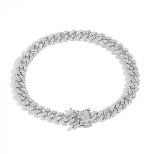 Bratara Brooks Cuban Silver Diamonds 8 mm