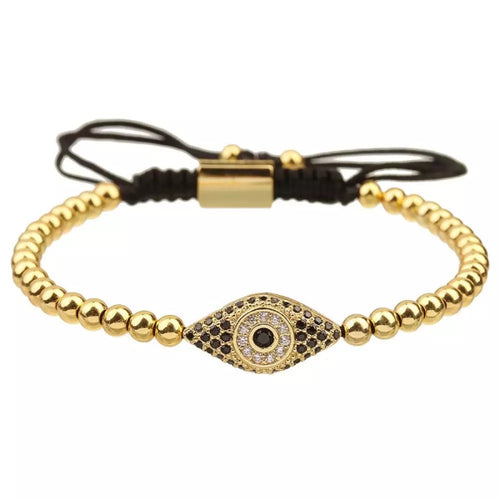 Bratara Brooks Eye Beads Zircon GOLD