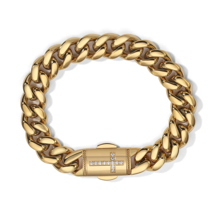Bratara Brooks Gold Cross Cuban