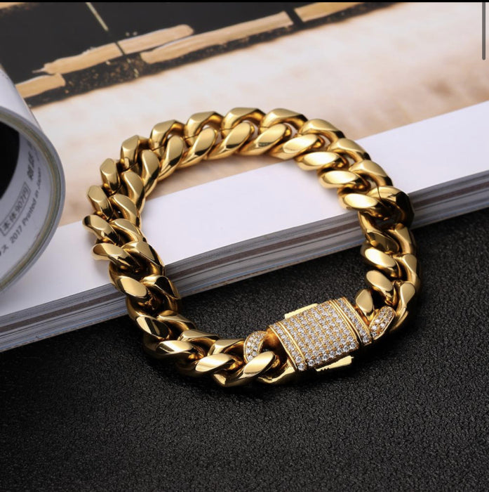 Bratara Brooks Gold Cuban Design 20 CM