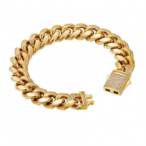 Bratara Brooks Gold Cuban Design 20 CM