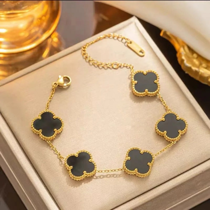 Bratara Brooks GoldBlack Flower