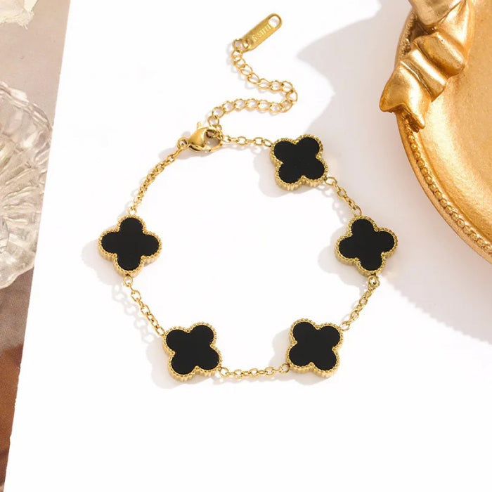 Bratara Brooks GoldBlack Flower