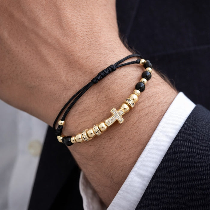 Bratara Brooks GoldBlack Luxury Cross