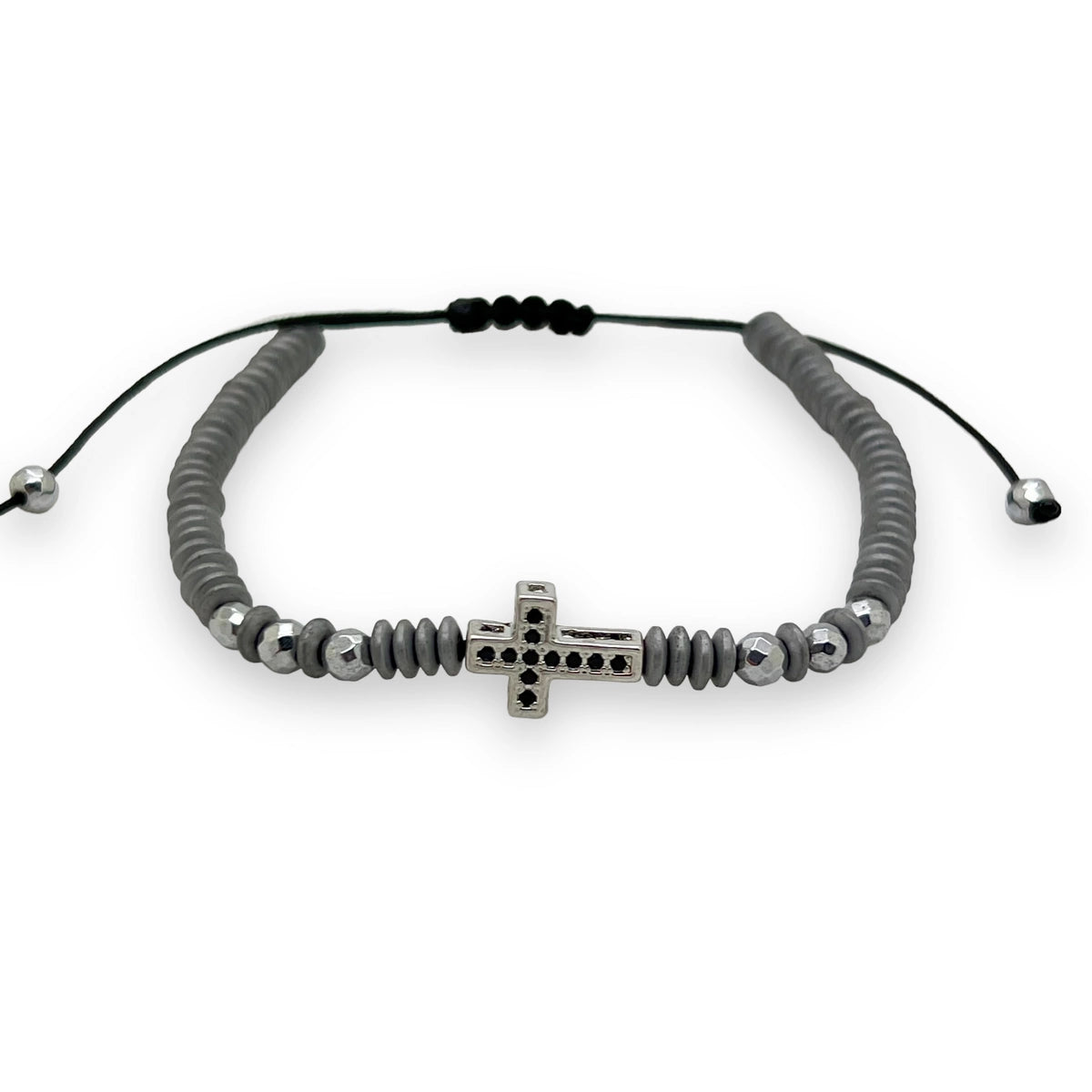 Bratara Brooks Gray Cross Silver