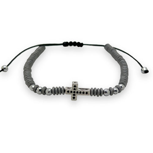 Bratara Brooks Gray Cross Silver
