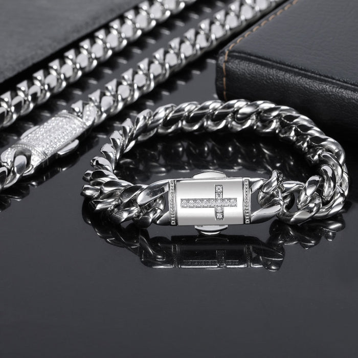 Bratara Brooks Silver Cross Cuban