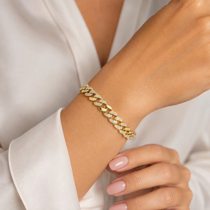 Bratara Cuban Unisex Placata Aur 14K 17CM/19CM