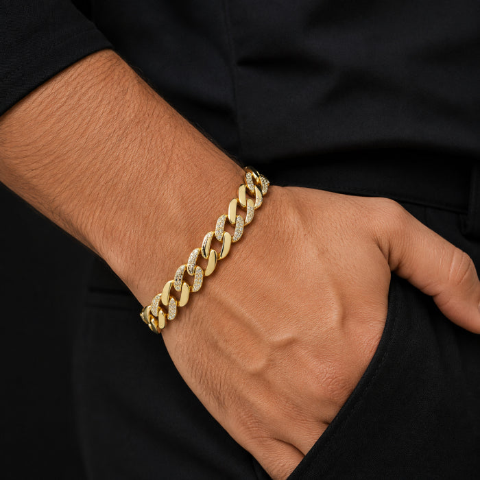 Bratara Cuban Unisex Placata Aur 14K 17CM/19CM