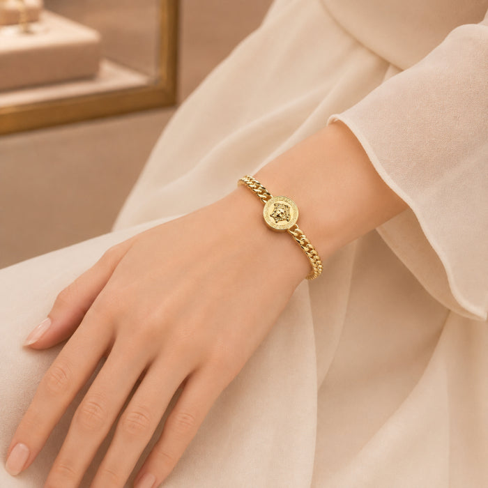 Bratara Dama Gold Cuban Medusa Plated 14K