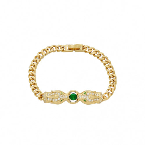 Bratara Dama Gold Gtopardo Green Stone