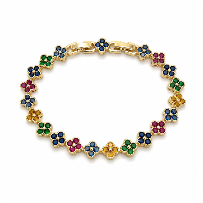 Bratara Dama Gold Rainbow Alhambra Flower Diamonds