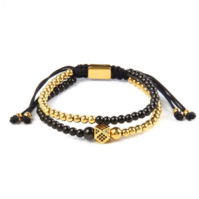Bratara Dubla Brooks Half GoldBlack HexaCharm