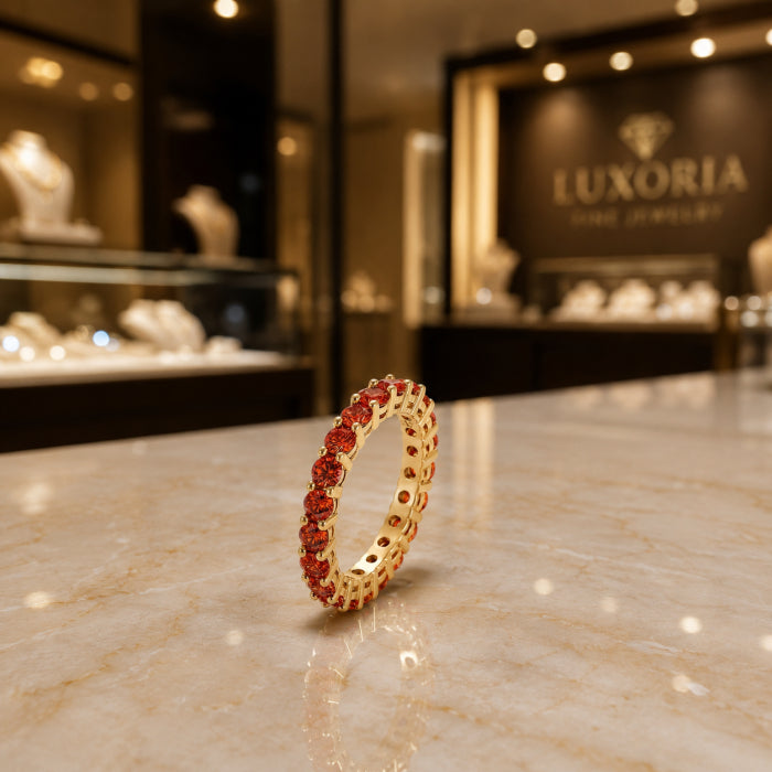 Inel Barbati Tennis 2.5 MM Gold Orange Zirconia