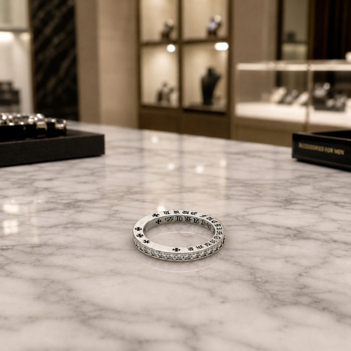 Inel Barbati Tennis Chrome Hearts Design White Diamonds