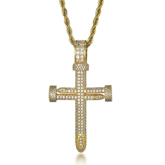 Lant Brooks Full Diamonds Gold Cross