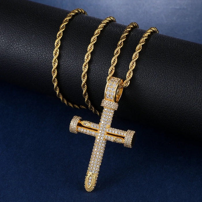 Lant Brooks Full Diamonds Gold Cross