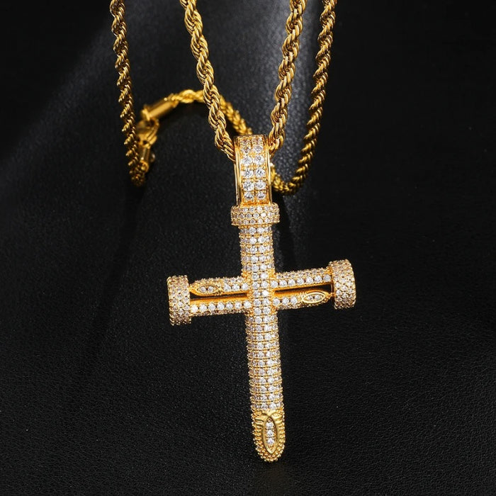 Lant Brooks Full Diamonds Gold Cross