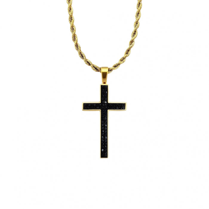 Lant Brooks Gold Black Zircon Cross