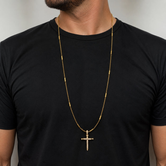 Lant Brooks Gold Nail Diamonds Cross