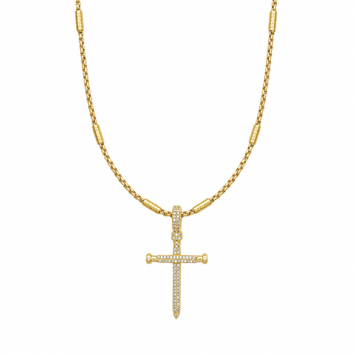 Lant Brooks Gold Nail Diamonds Cross