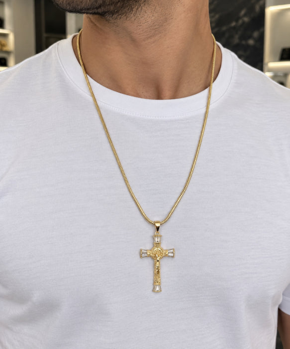 Lant Brooks Gold Placat Aur Cruce Cristos