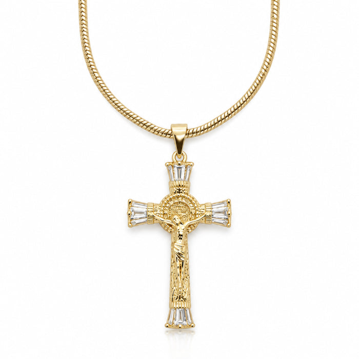 Lant Brooks Gold Placat Aur Cruce Cristos