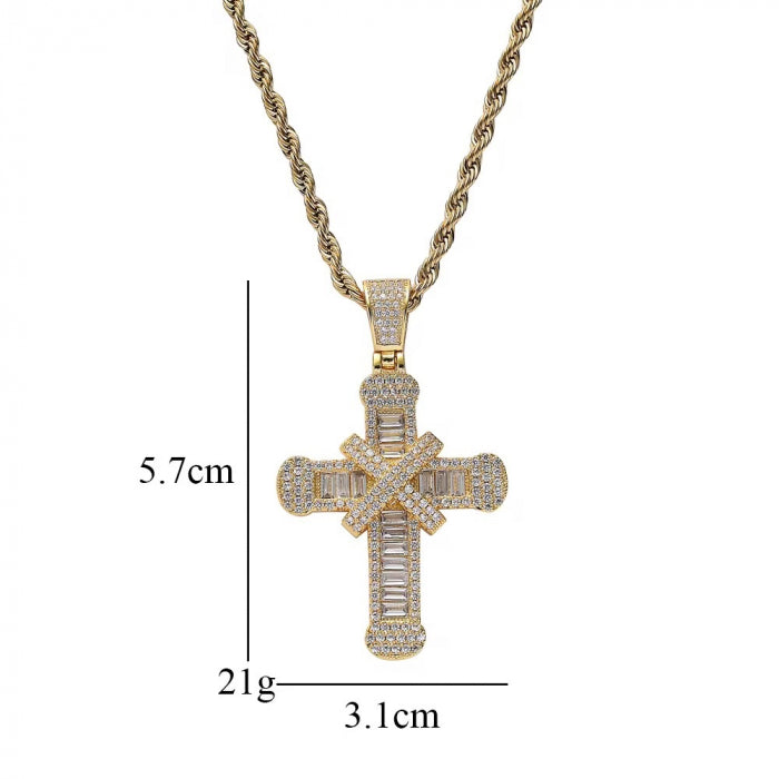 Lant Brooks Gold Steel Diamonds Cross Masterpiece