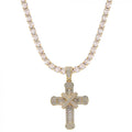 Lant Brooks Gold Tennis Cross Reva Full Diamonds 4MM