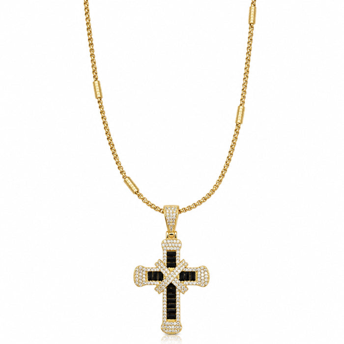 Lant Brooks GoldBlack Exquisite Cross Dimaonds