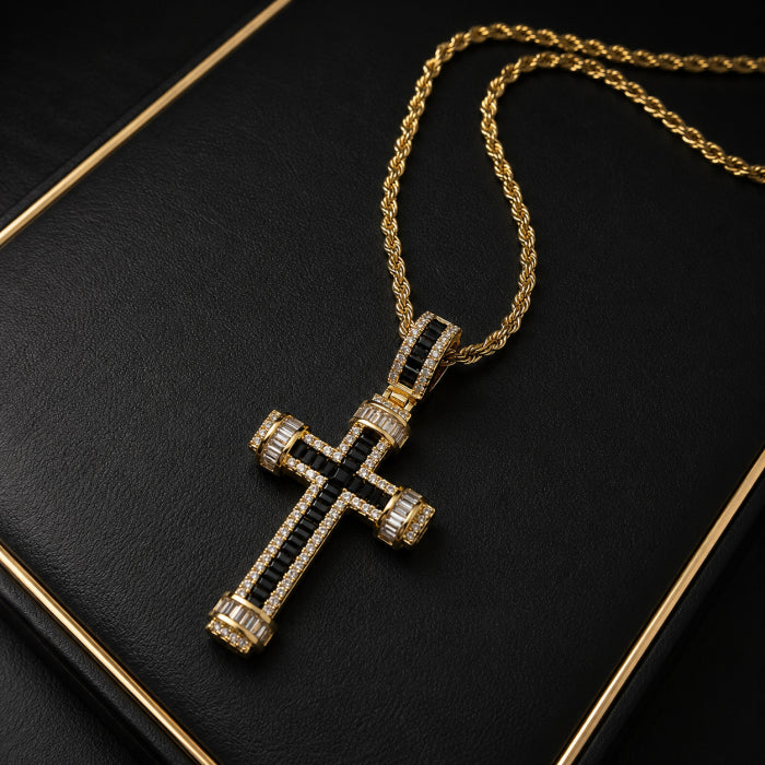 Lant Brooks GoldBlack Tennis Cross Rope Chain